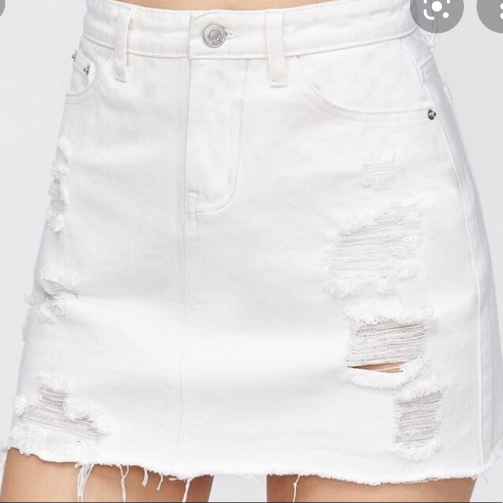 American Eagle White Denim Mini Skirt